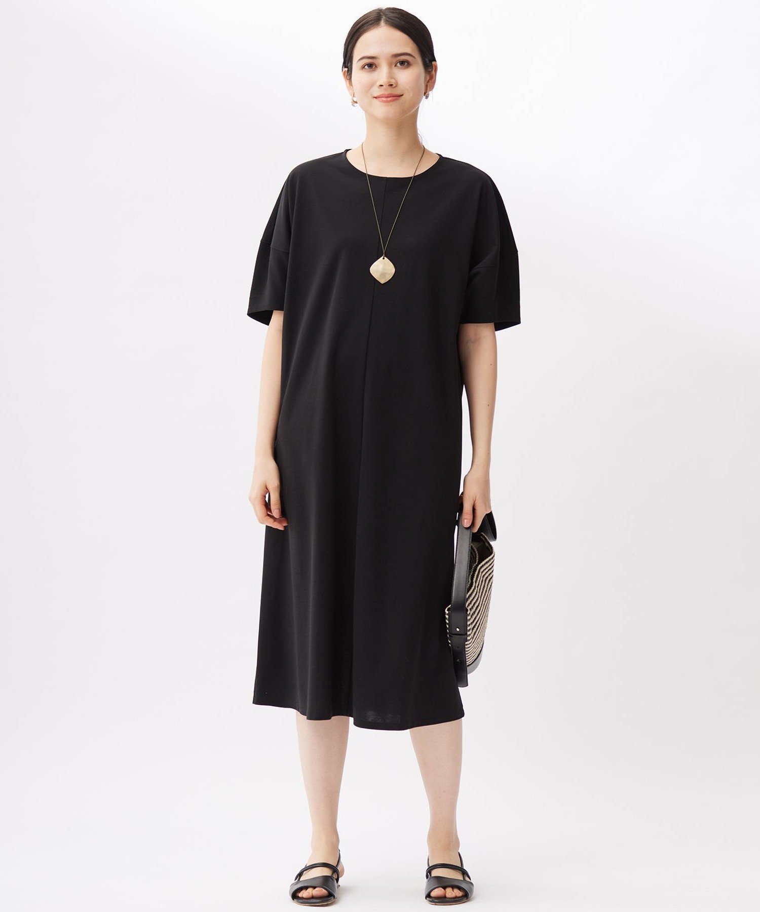 【SALE／30%OFF】自由区 S 【接触冷感・UVカット・吸水速乾・抗菌防臭・洗える】ハイカウントモクロディ ワンピース ジユウク ワンピース・ドレス ワンピース ブラック【送料無料】 stylife-15140158 Rakuten Fashion サンプル画像3