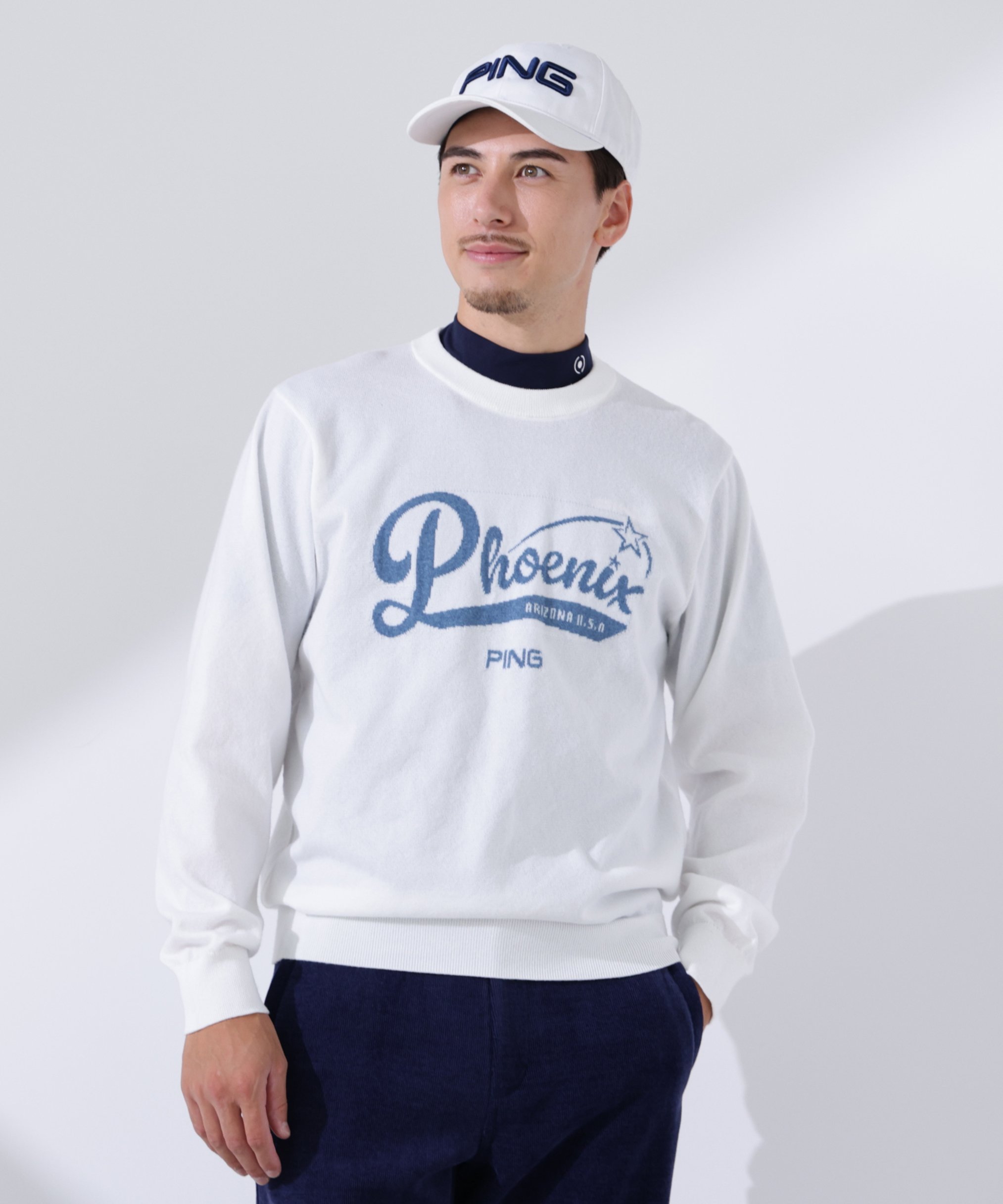 PING APPAREL デニムライクジャガードニット/カノコ レイヤードツインニット ＜NATIVE＞ (MENS) ピン ..