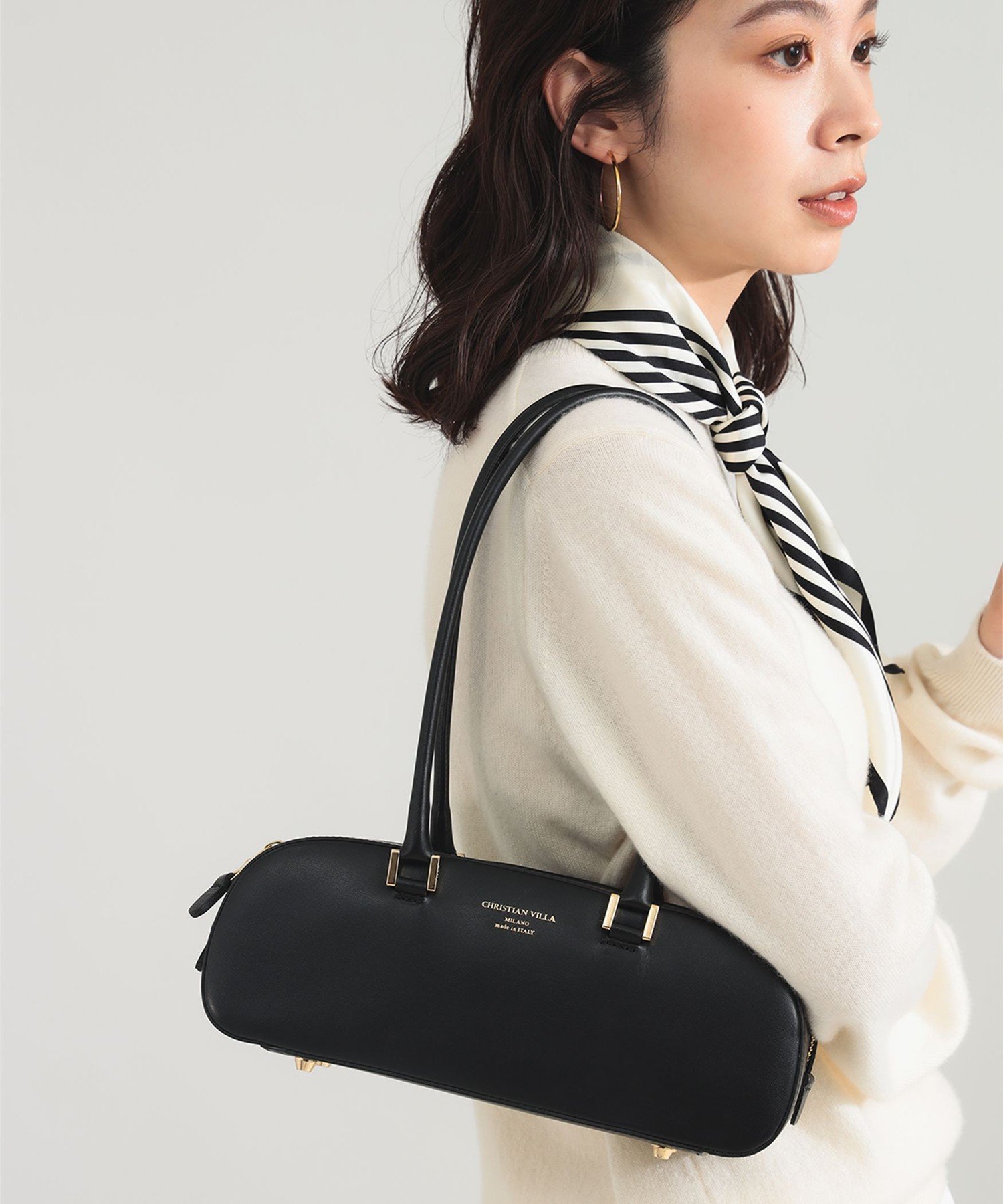 Demi-Luxe BEAMS CHRISTIAN VILLA / スクエア ロングハンドル バッグ デミルクス ビームス バッグ トートバッグ ブラック【送料無料】のサムネイル