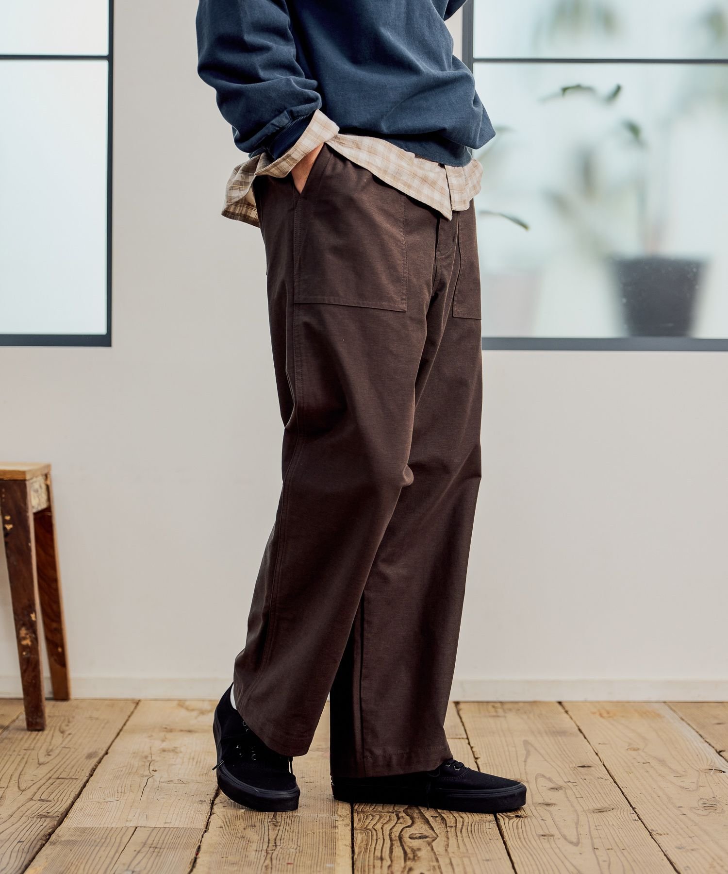[ストレッチ]フリーフォームベイカーパンツ ベイフロー パンツ その他のパンツ カーキグリーン ベージュ ブラック ブラウン