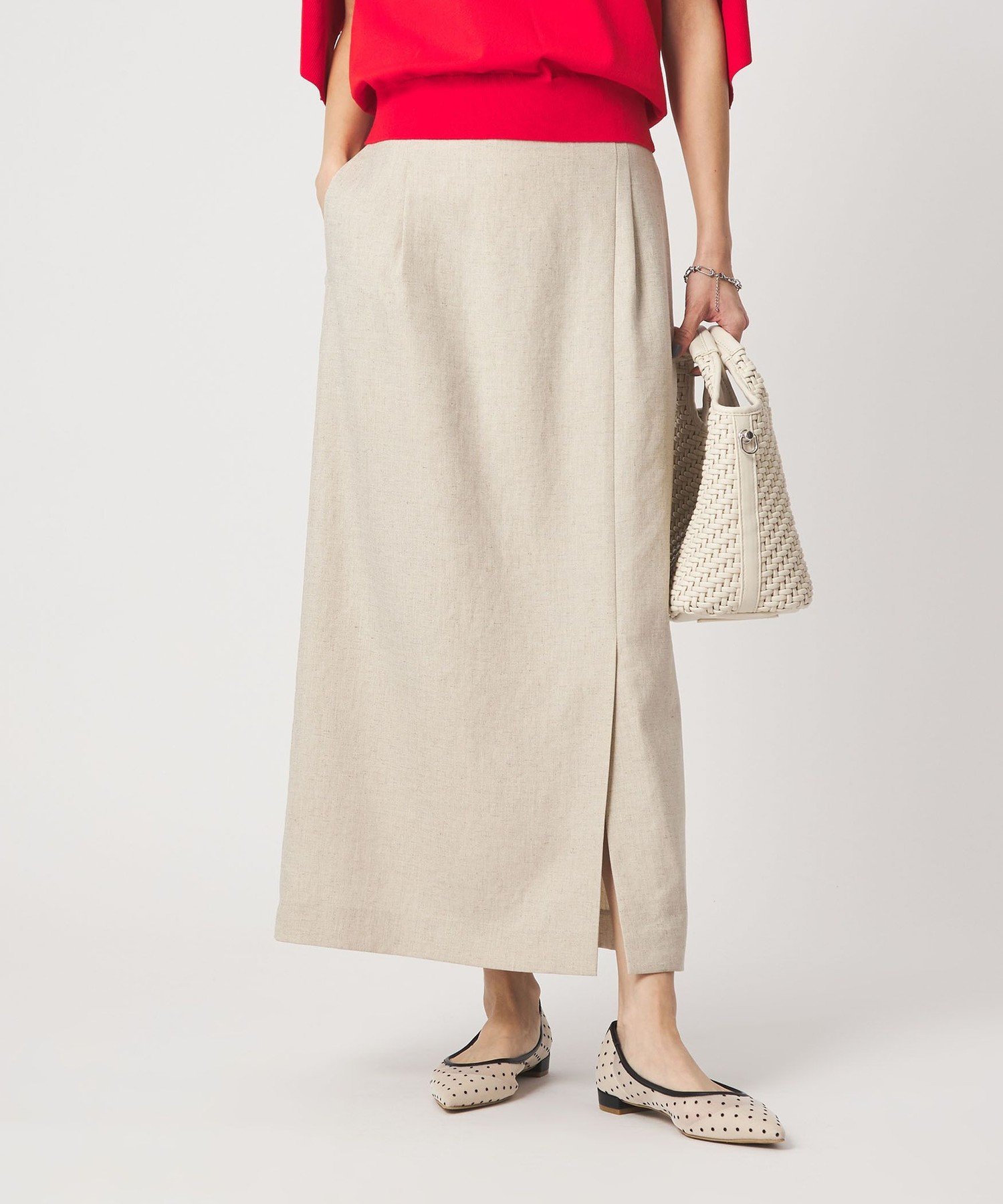 UNITED ARROWS green label relaxing [size SHORTあり]リネンライク スリット タイト スカート ユナイテッドアローズ グリーンレーベルリラクシング スカート ロング・マキシスカート ブラウン ネイビー ホワイト【送料無料】 2