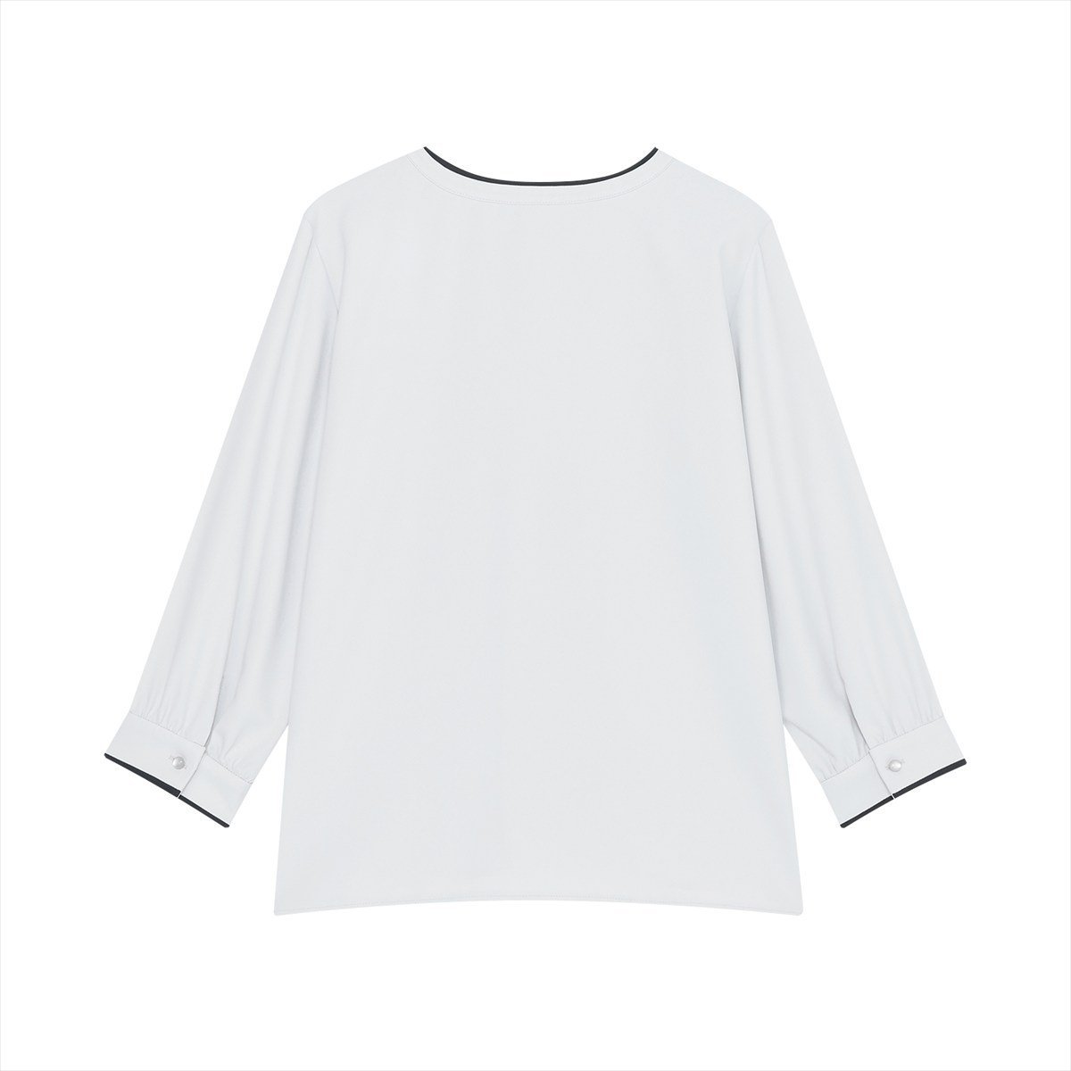 ストレッチジョーゼット 配色クルーネック タックブラウス 七分袖 レディース BL02K101YL20X00-30 トーキョーシャツ トップス シャツ・ブラウス