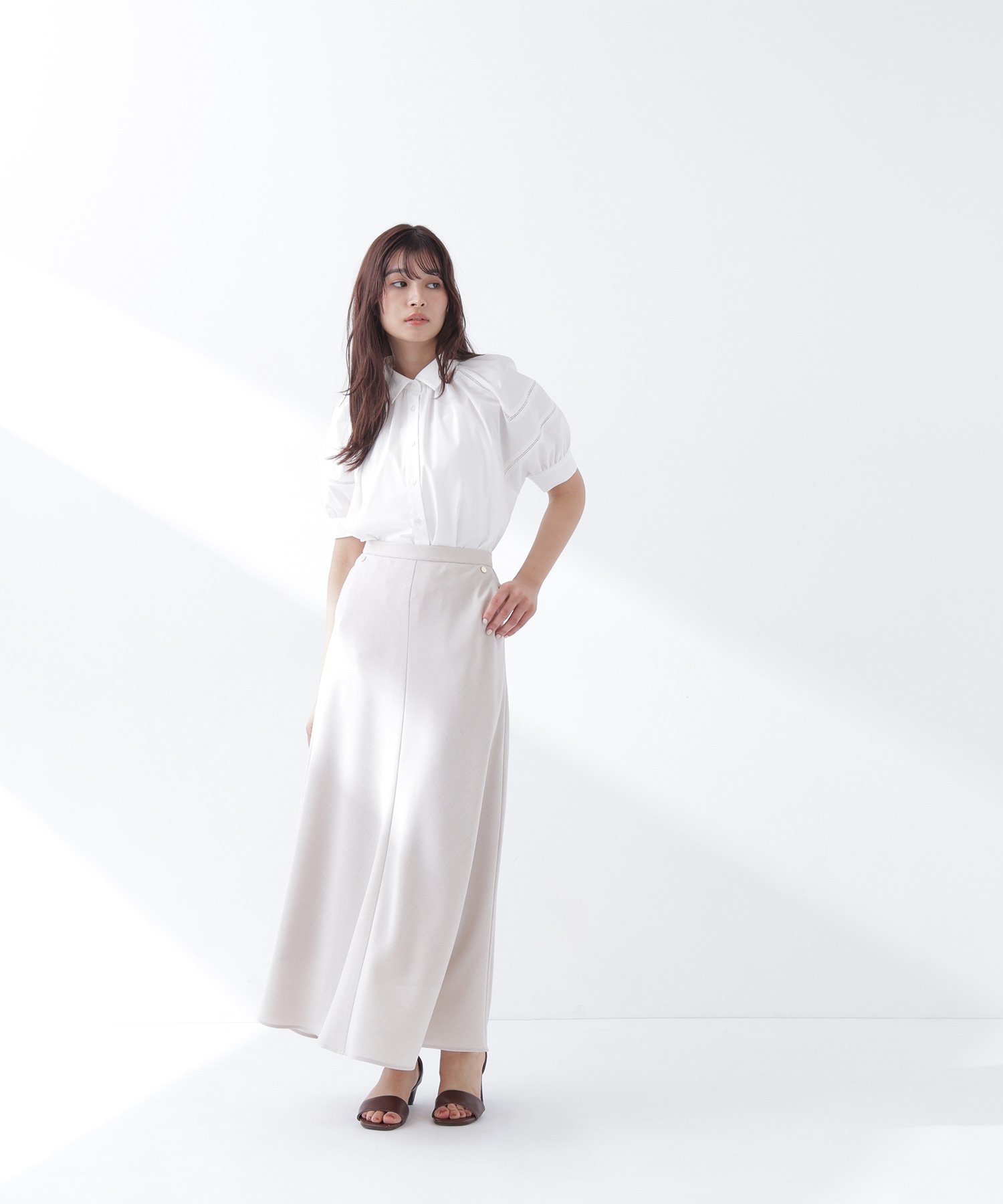 【SALE／30%OFF】NATURAL BEAUTY BASIC ＜Oggi掲載＞麻調ナロースカート ナチュラルビューティベーシック スカート その他のスカート ベージュ ブラウン【送料無料】
