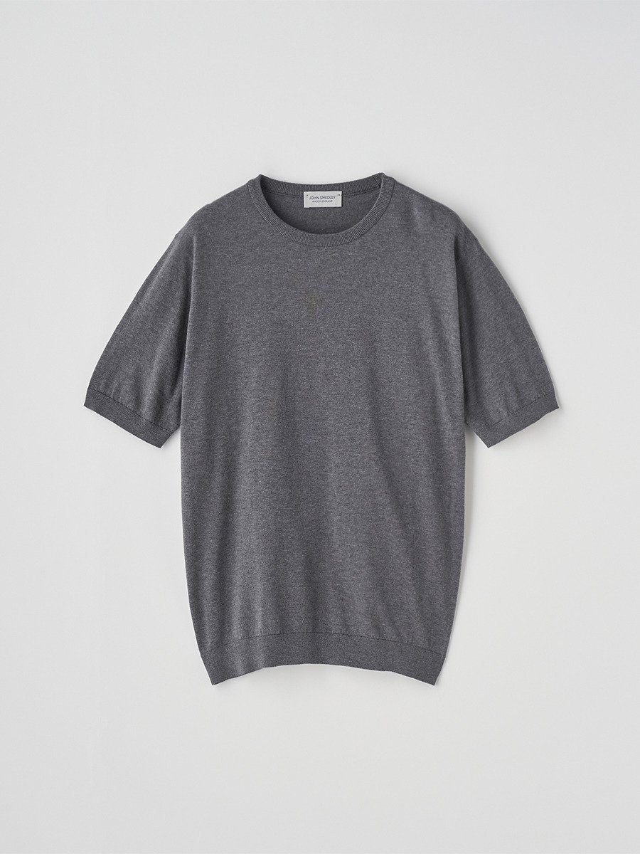 JOHN SMEDLEY 半袖コットンニットTシャツ ｜ KIELL ｜ 30G MODERN FIT ジョンスメドレー トップス ニット グレー【送料無料】