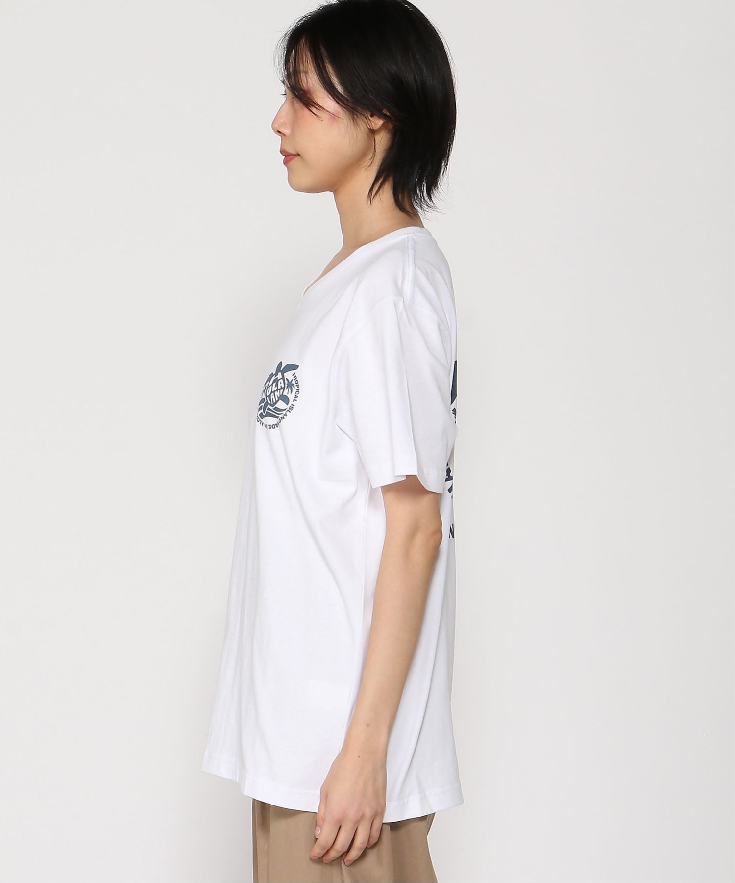 Hula Lani Hawaii Hula Lani Hawaii/(W)プリントSS TEE フララニハワイ トップス カットソー・Tシャツ グリーン ホワイト