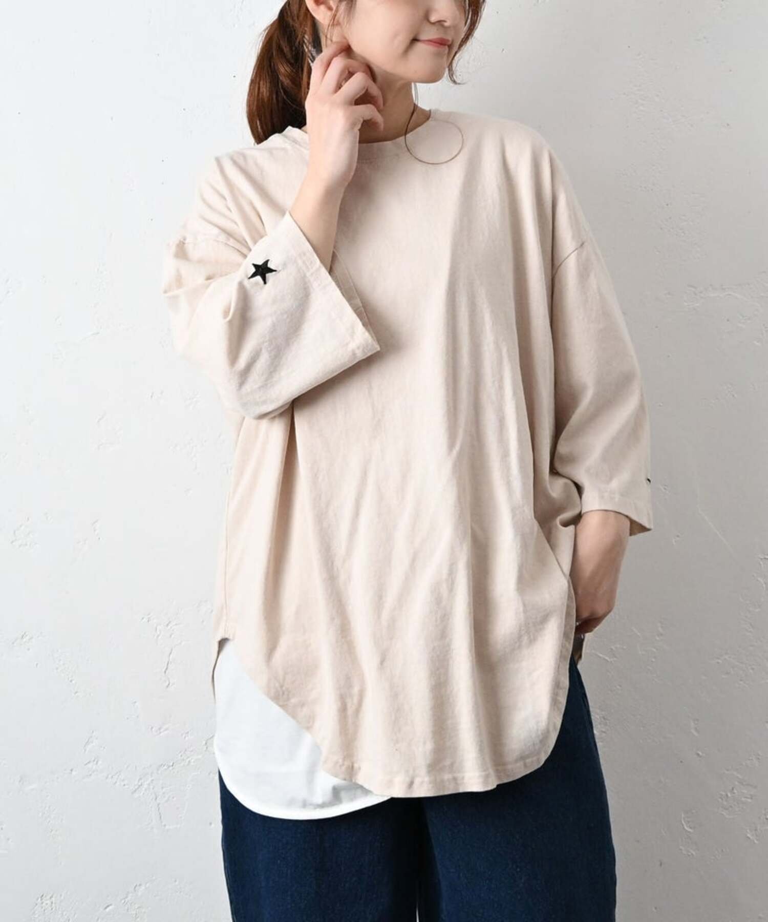 in the Market IN THE MARKET｜5分袖オーバーカットソー [[C-2555]][C] ハグハグ トップス カットソー・Tシャツ