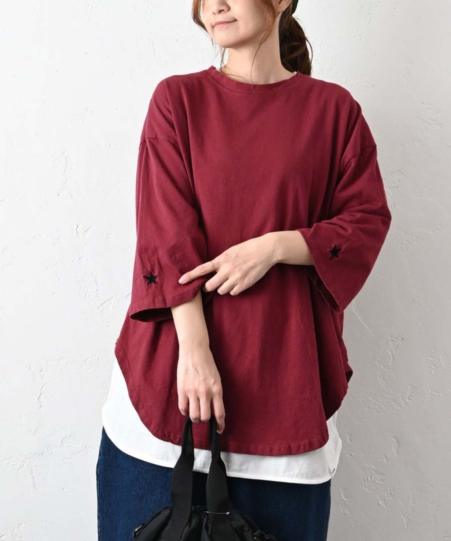 in the Market IN THE MARKET｜5分袖オーバーカットソー [[C-2555]][C] ハグハグ トップス カットソー・Tシャツ
