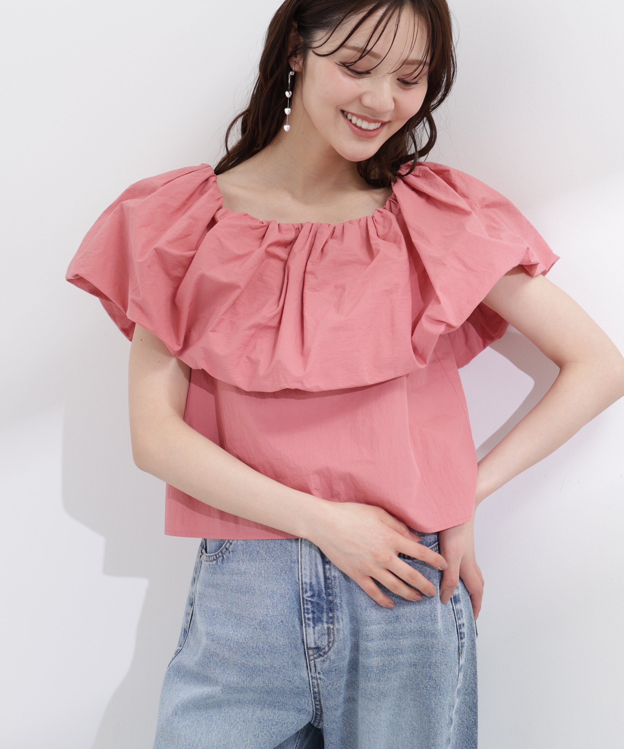 PROPORTION BODY DRESSING バルーンオフショルブラウス 26SS プロポーションボディドレッシング トップス シャツ・ブラウス ピンク ベージュ ブラック