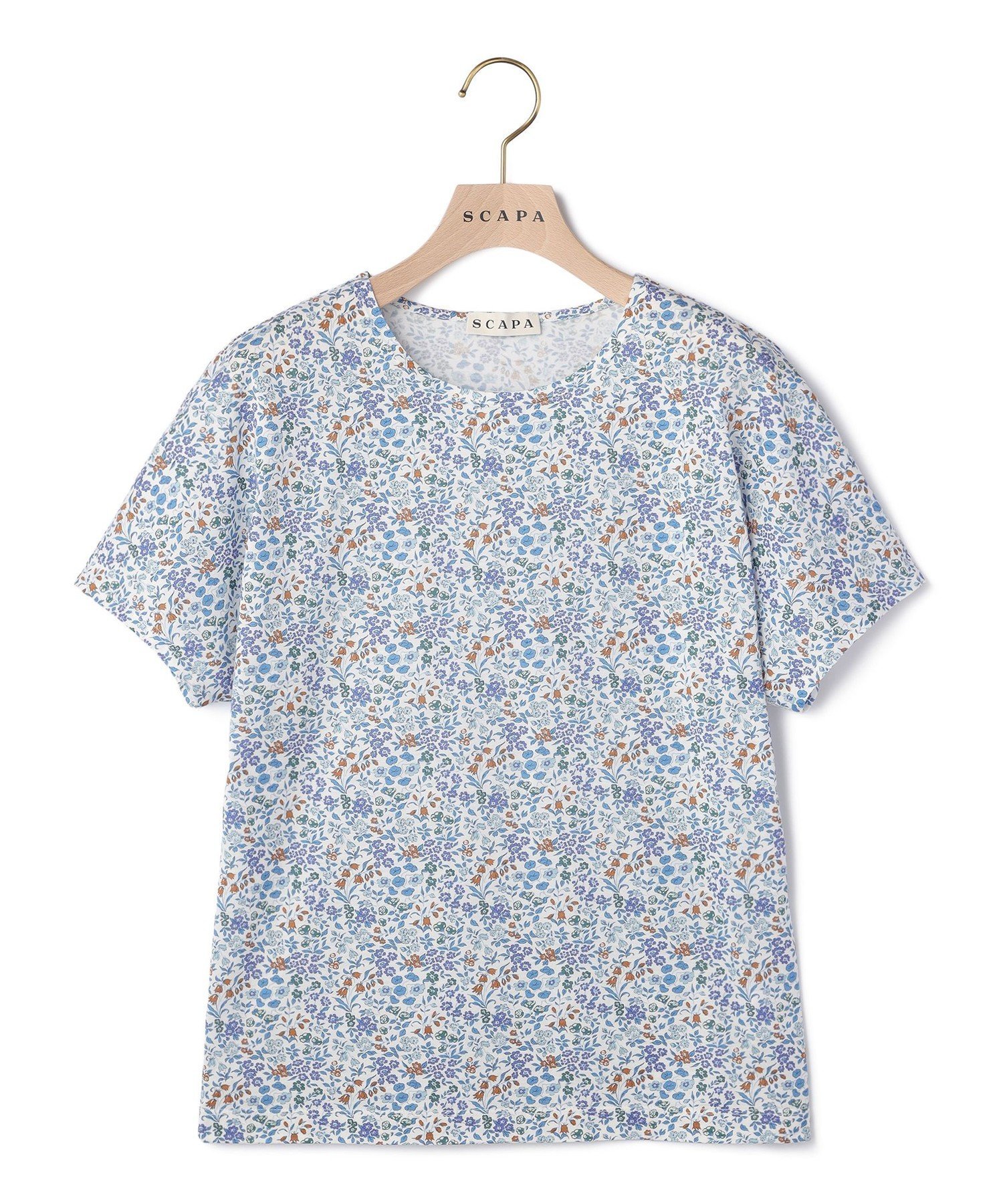 SCAPA Liberty Printシャインカットソー スキャパ トップス カットソー・Tシャツ ブルー レッド