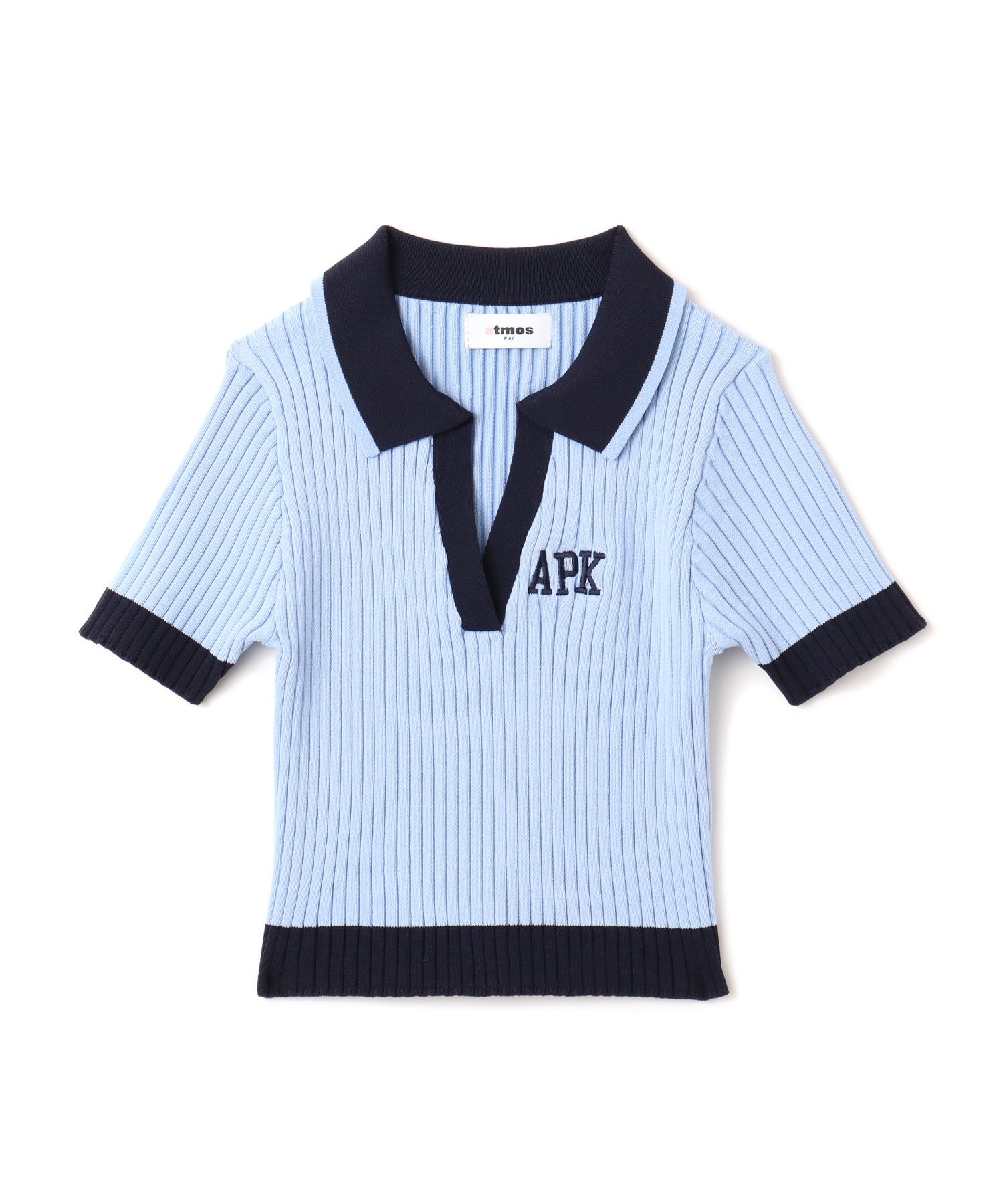 atmos pink atmos pink Cheer Rib Knit Polo Shirt SAX アトモス トップス ニット ブルー【送料無料】