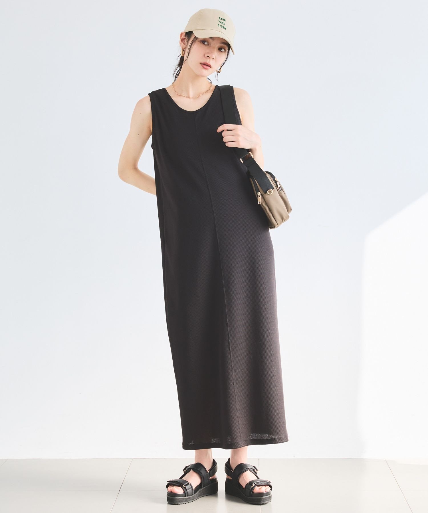 BARNYARDSTORM 2WAYマキシタンクワンピース / JAPAN FABRIC【UVカット / 吸水速乾】 バンヤードストーム ワンピース・ドレス ワンピース ブラック ベージュ【送料無料】