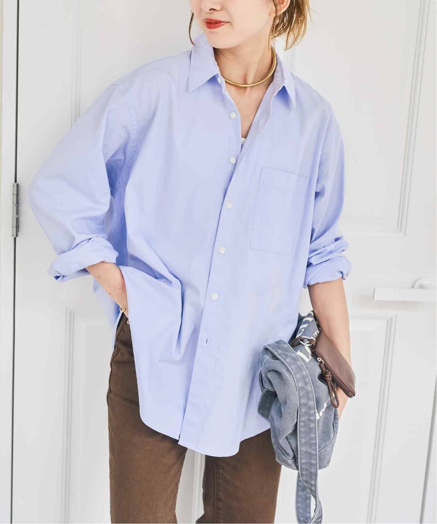 Spick & Span 《予約》ソフトオックスルーズシャツ スピックアンドスパン トップス シャツ・ブラウス カーキグリーン ホワイト ブルー