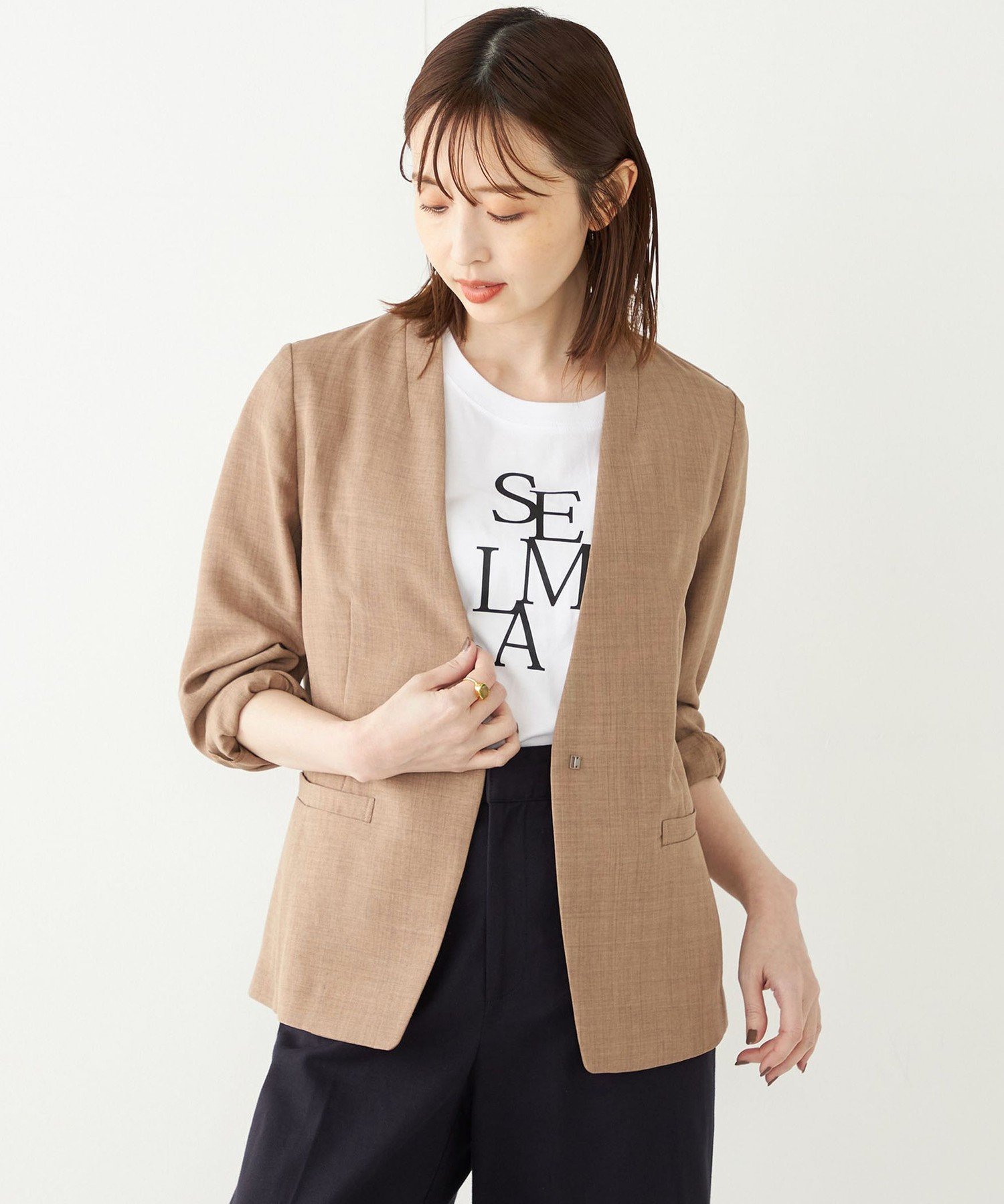 NATURAL BEAUTY BASIC ジャケット ノーカラージャケット リネン