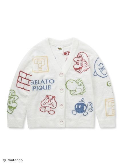 gelato pique 【スーパーマリオ】【レディース】ベビモコアソートジャガードカーディガン ジェラートピケ インナー・ルームウェア その他のインナー・ルームウェア ホワイト グレー【送料無料】のサムネイル