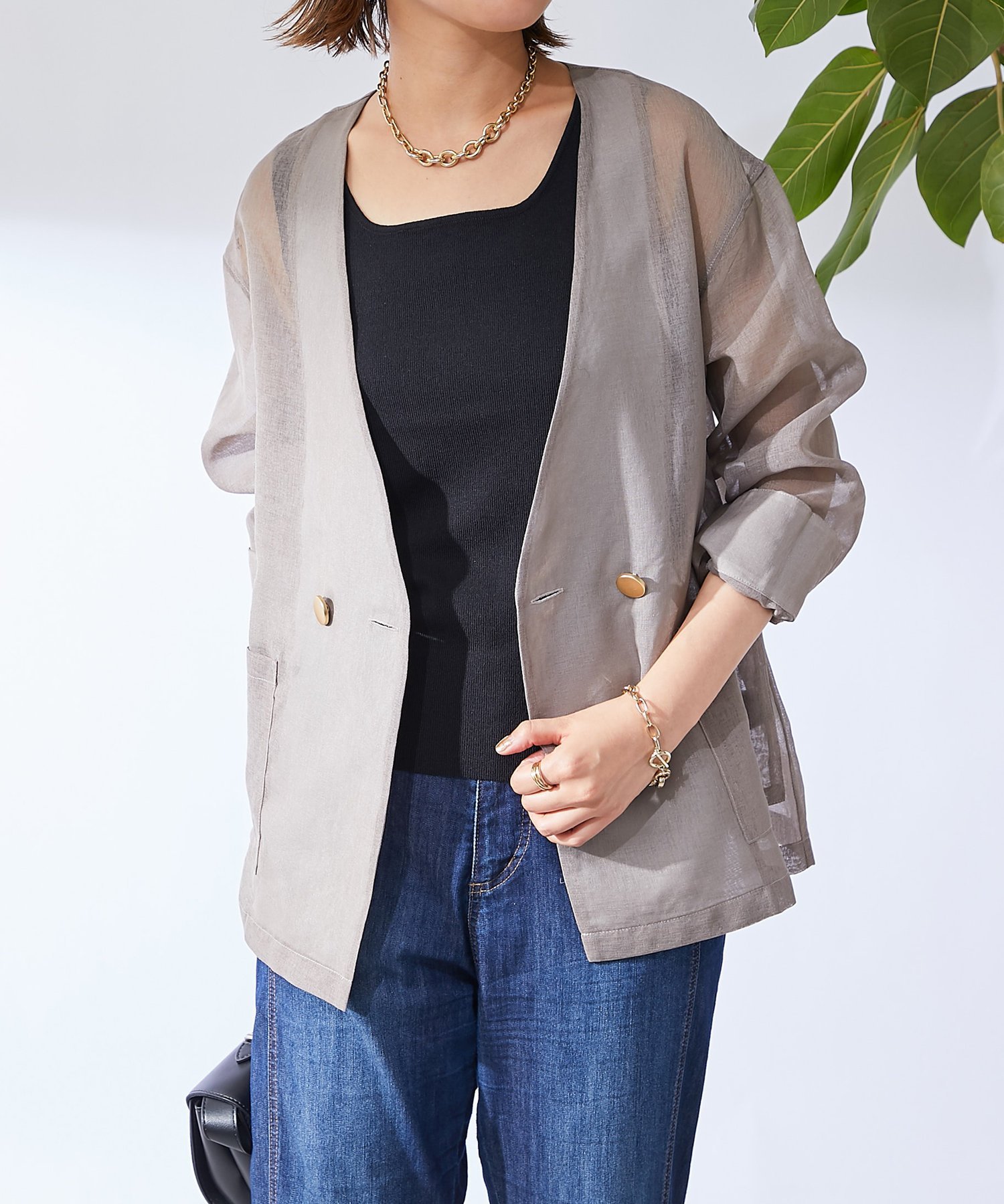 un dix cors 《きちんと見えと清涼感》シアージャケット アンディコール ジャケット・アウター テーラードジャケット・ブレザー ブラウン ブラック【送料無料】のサムネイル