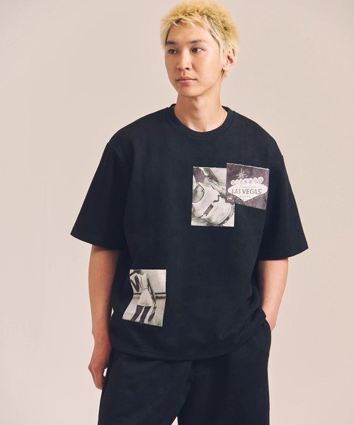GA SUEDE RANDOM-PHOTO SS TEE *セットアップ対応(MENS) ジャックローズ トップス カットソー・Tシャツ ブラック