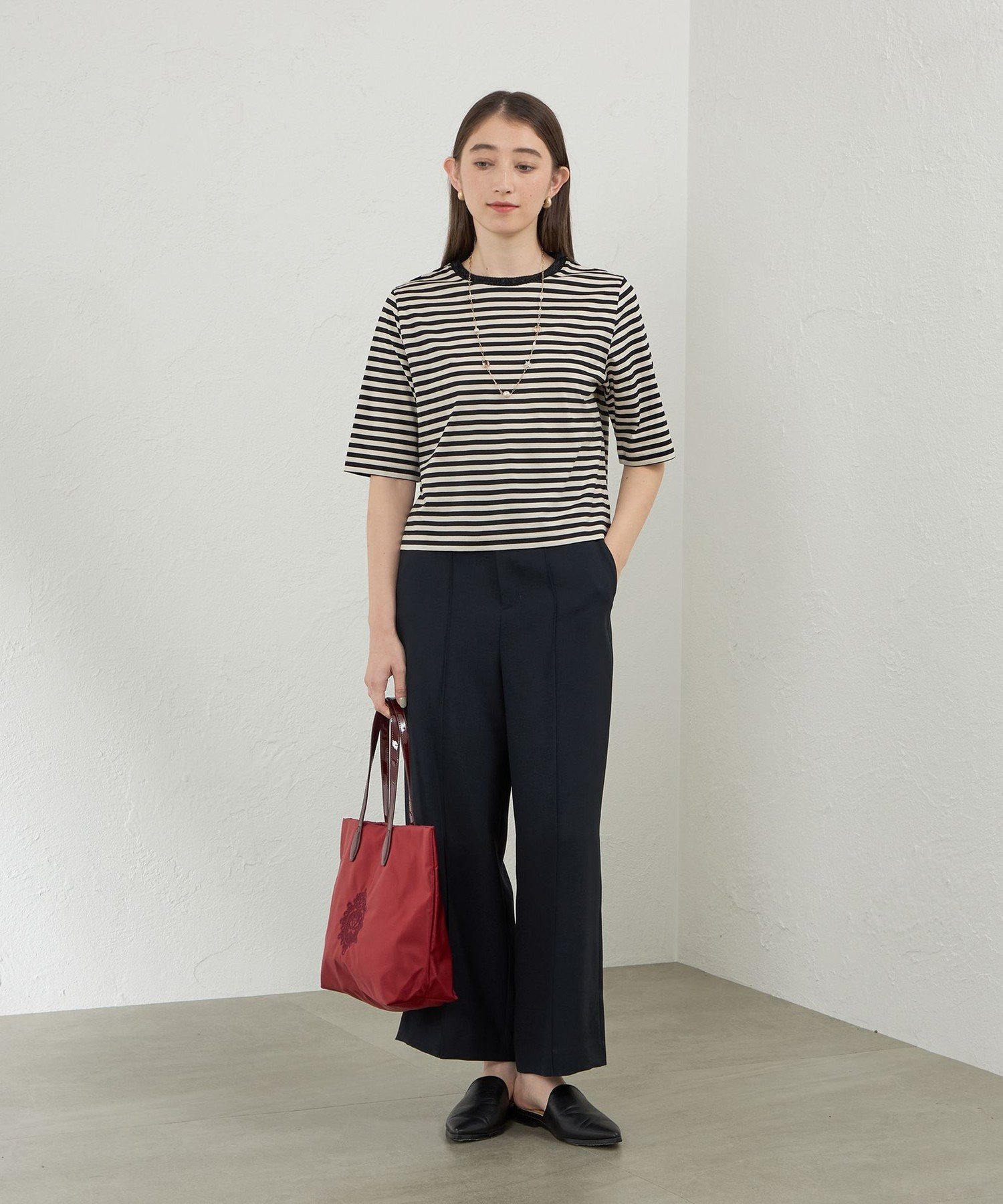 ハイカウントワルツ アマカ パンツ スラックス・ドレスパンツ ネイビー ベージュ