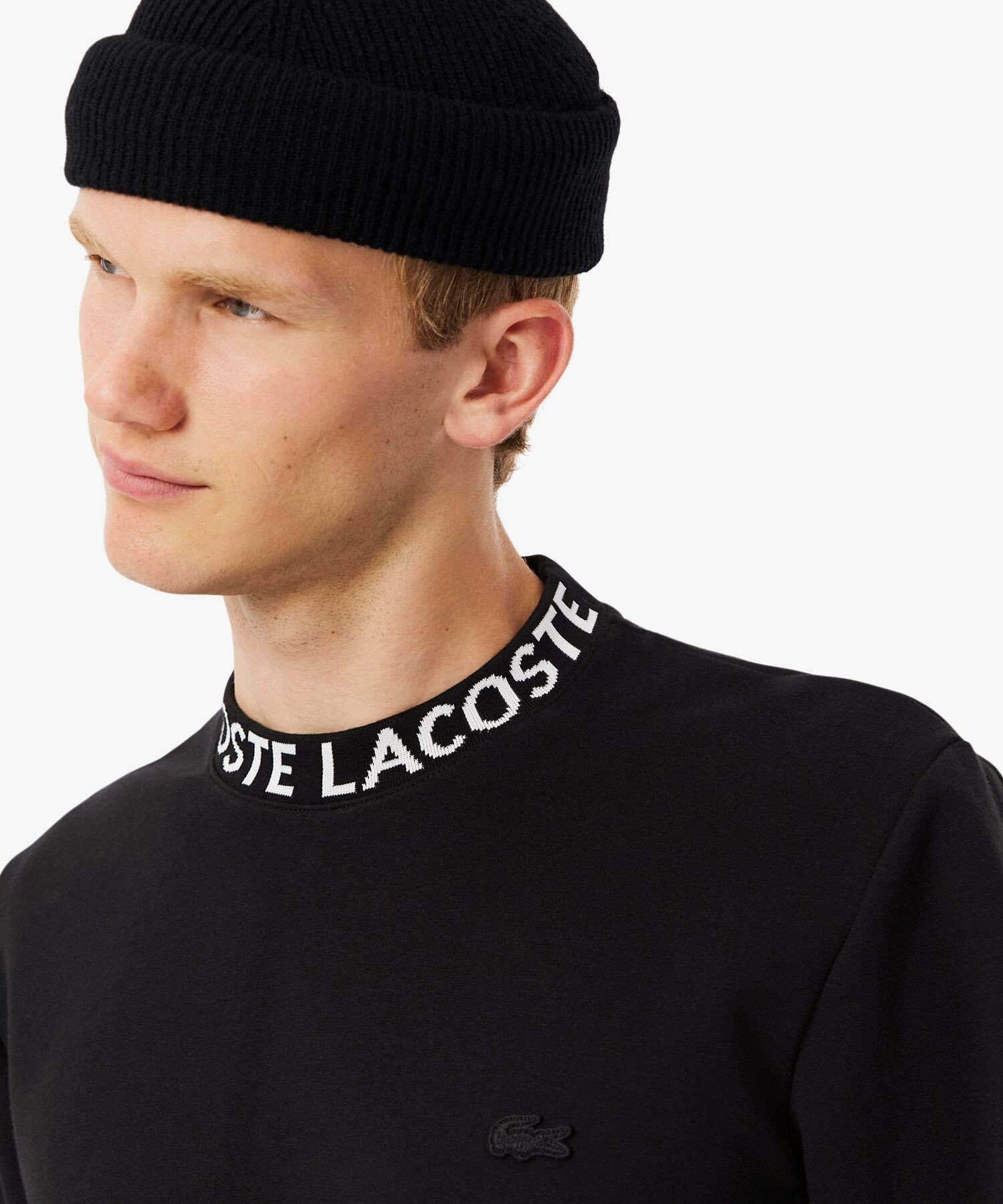 【SALE／30%OFF】LACOSTE ジャカードネッククルーネックスウェット ラコステ トップス スウェット・トレーナー ブラック【送料無料】