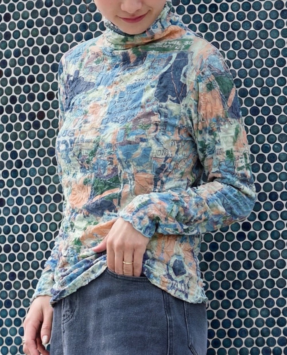 YEVS シワ加工PTプルオーバー イーブス トップス カットソー・Tシャツ ブルー ピンク