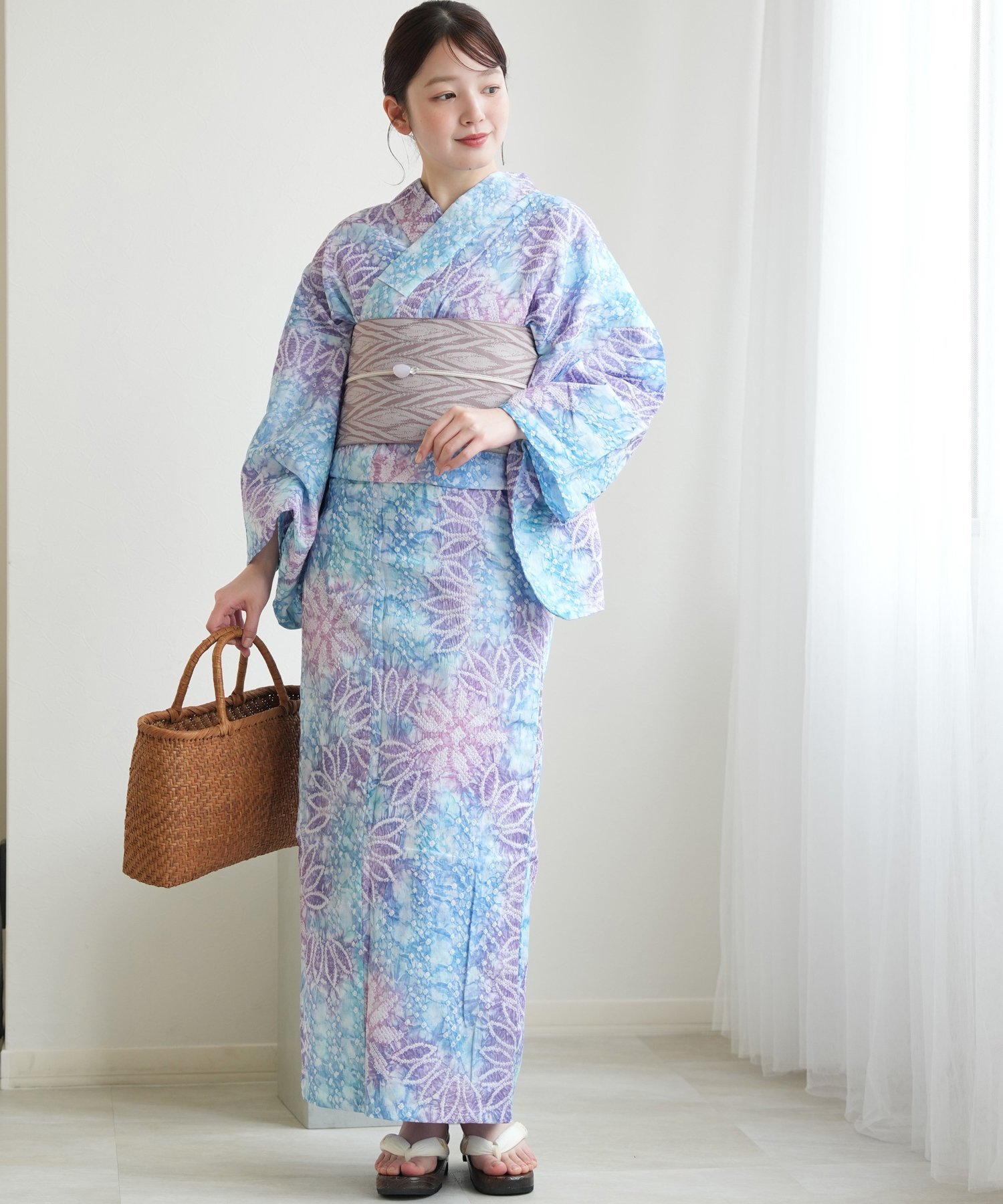 utatane utatane 有松絞り 浴衣 セット 藤雲あそび ウタタネ 着物・浴衣・和装小物 浴衣 ブルー【送料無料】