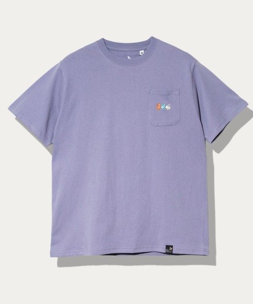 USA/C 色々刺繍 PKT TEE (MENS/WOMENS) ゴースローキャラバン トップス カットソー・Tシャツ ピンク パープル ホワイト