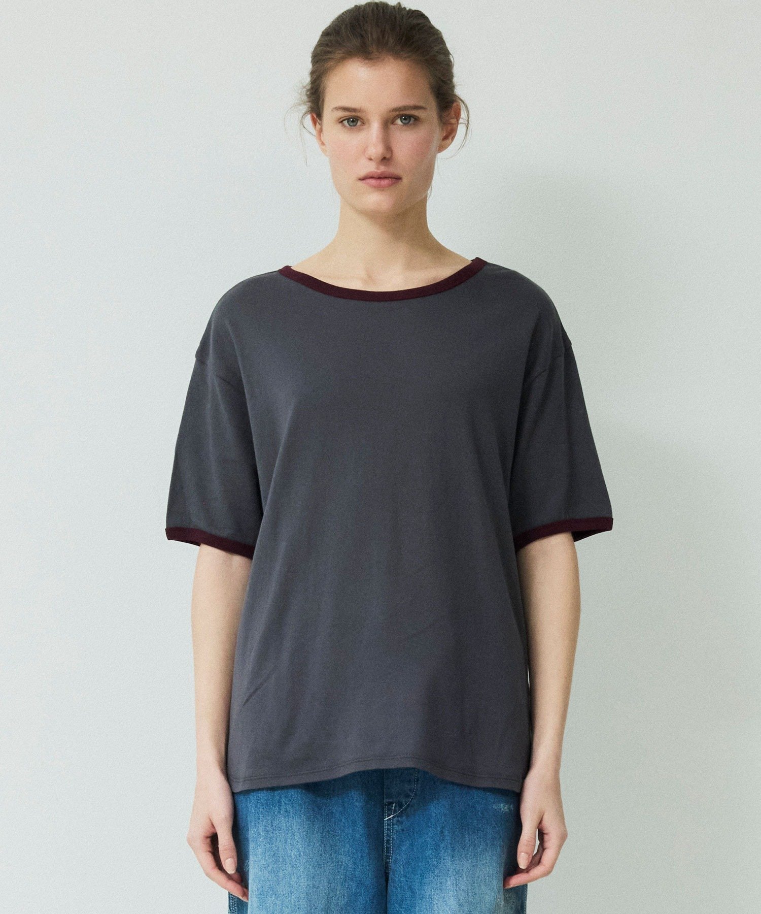 Johnbull Private labo リンガーハーフスリーブTシャツ ジョンブルプライベートラボ トップス カットソー・Tシャツ ブルー グレー ホワイト