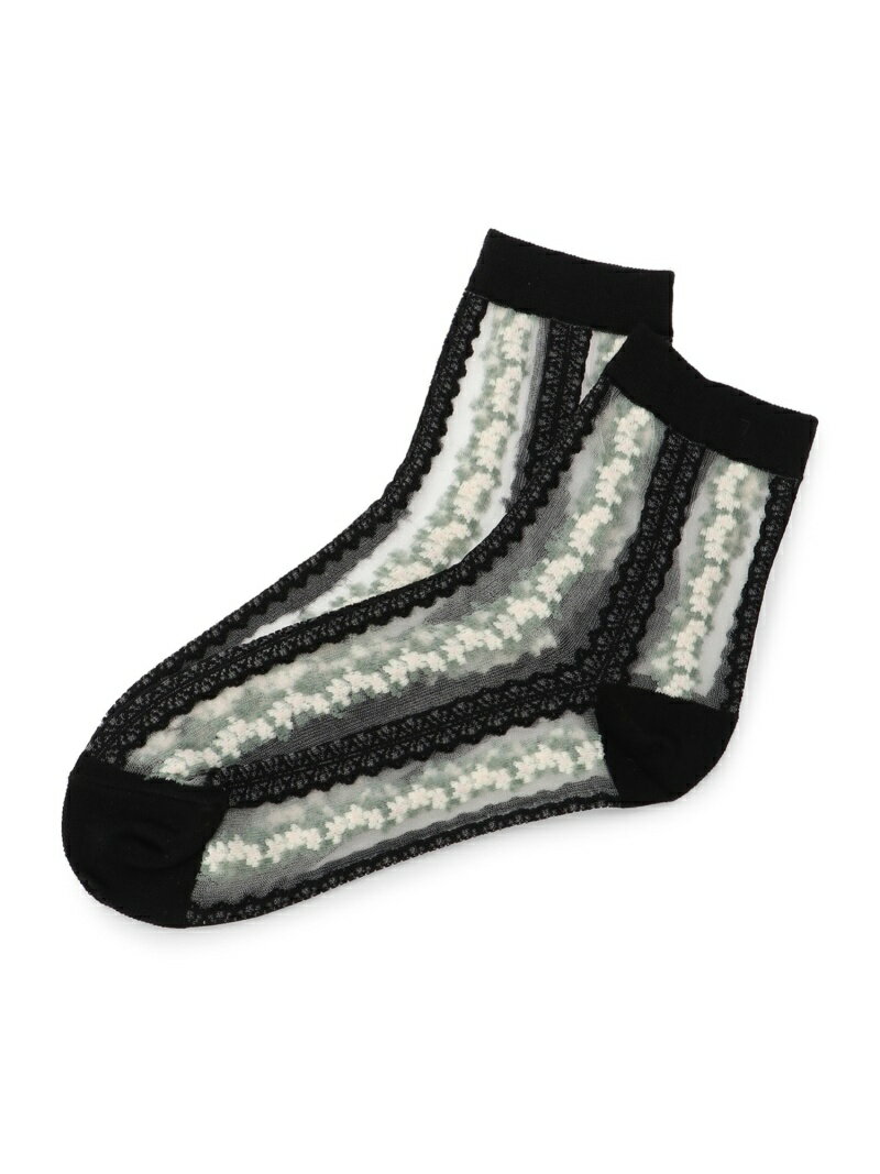 Fun&Daily F&D:シースルーフラワーソックス ファンアンドデイリー 靴下・レッグウェア 靴下 ホワイト グレー ブラック