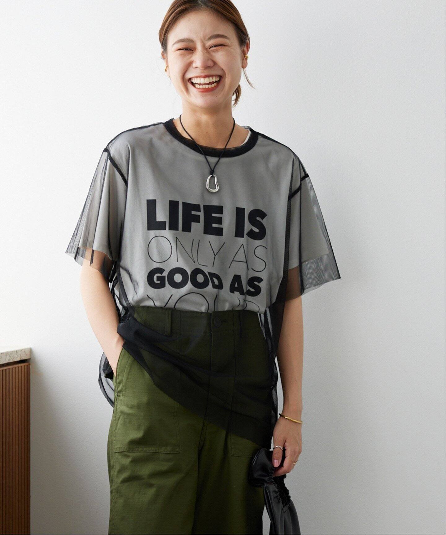 JOURNAL STANDARD relume チュールレイヤードロゴTEE ジャーナル スタンダード レリューム トップス カットソー・Tシャツ ホワイト グレー【送料無料】のサムネイル