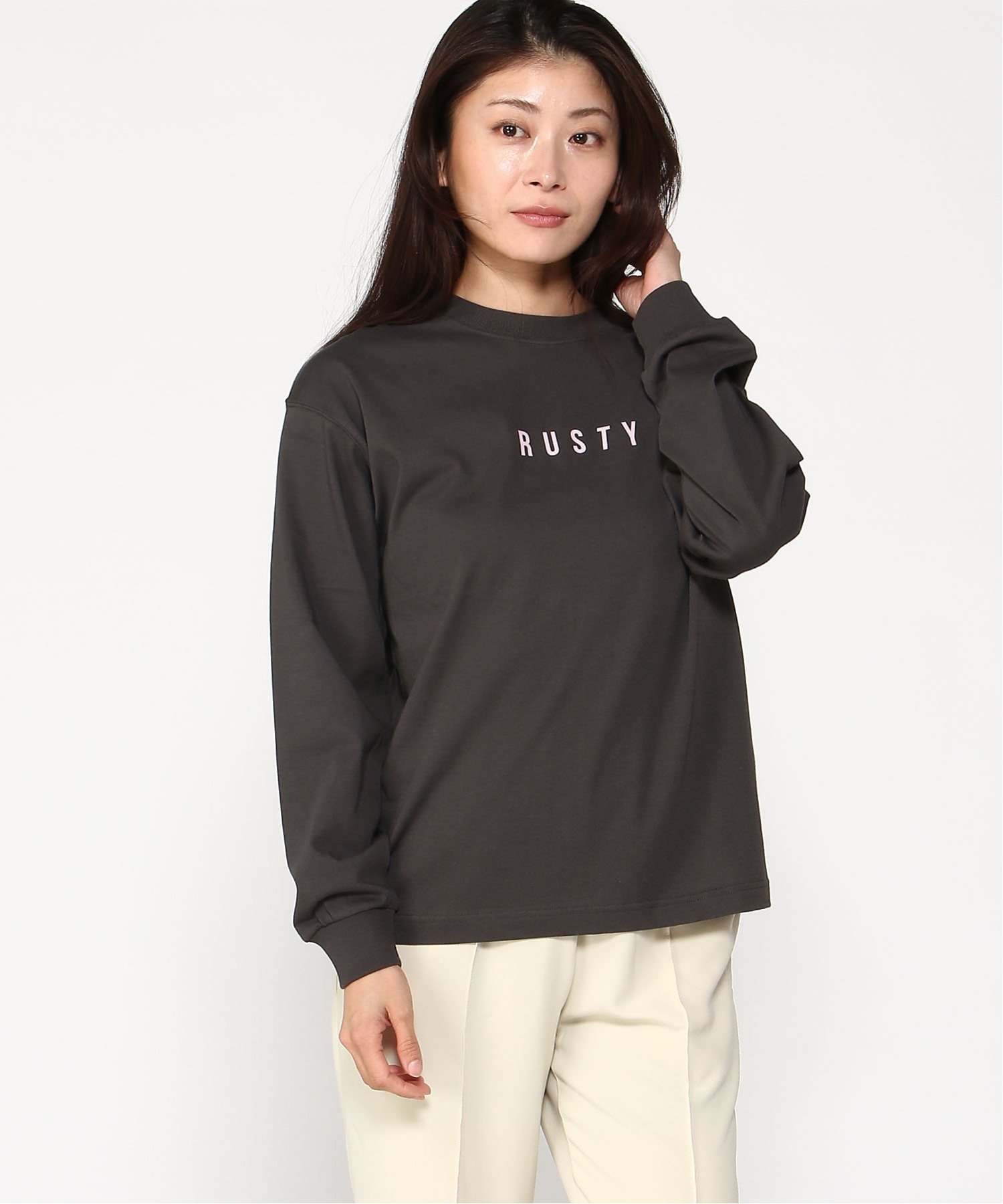 RUSTY RUSTY/(W)TT ナガソデTシャツ オーシャンパシフィック トップス カットソー・Tシャツ ベージュ グレー