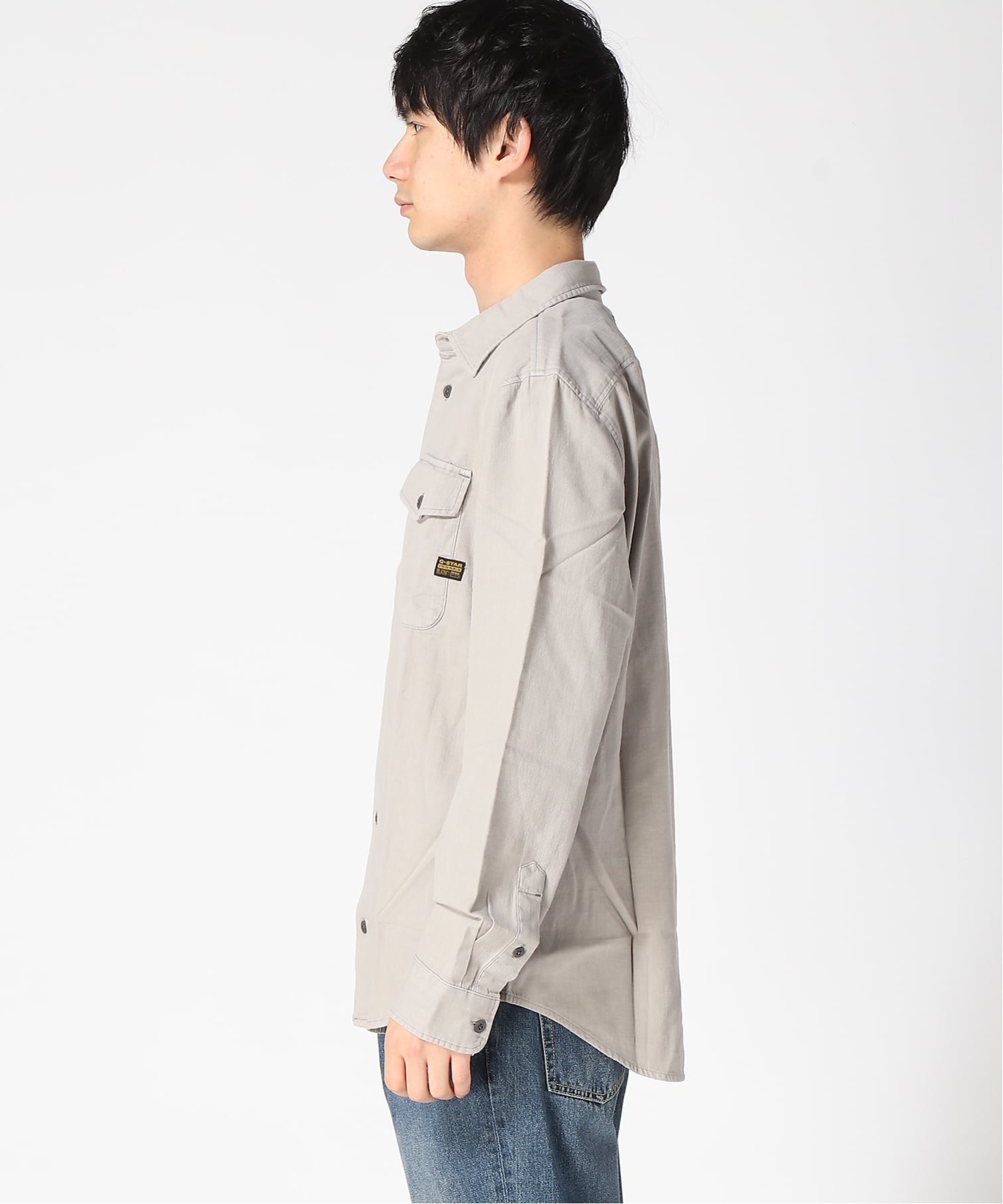 【公式ショップ】Marine Slim Shirt/ミリタリーディテールマリンスリムシャツ ジースターロゥ トップス シャツ・ブラウス グレー