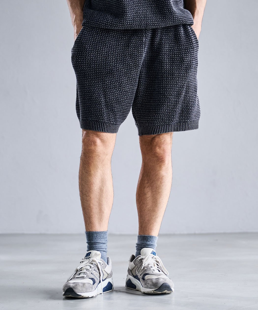 CavariA ワッフルショーツ シルバーバレット パンツ その他のパンツ ブラック ネイビー グレー