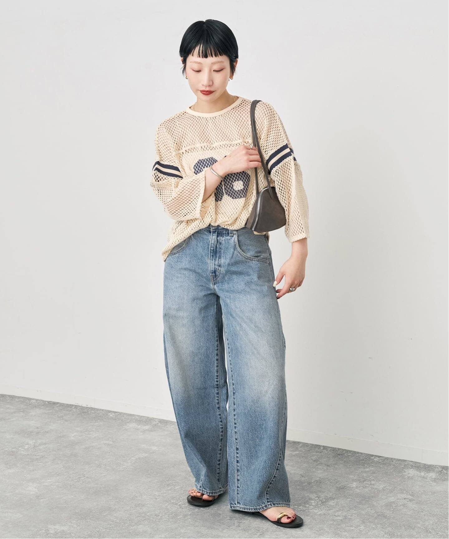 Spick & Span 《別注》athletic wear MASON メッシュフットボール* スピックアンドスパン トップス カットソー・Tシャツ ベージュ ネイビー
