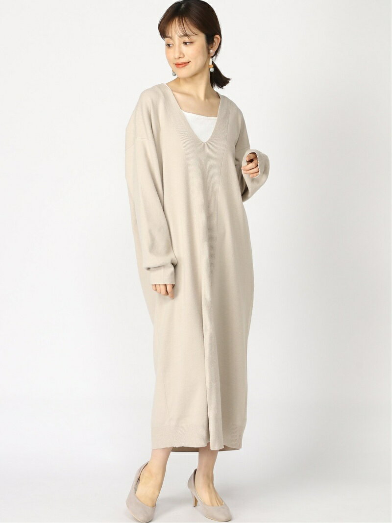 【SALE／62%OFF】LOWRYS FARM 12GVネックワンピース ローリーズファーム ワンピース ニットワンピース ベージュ グリーン ブラックのサムネイル