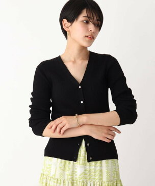 【SALE/60%OFF】OPAQUE.CLIP アセテートコットン リブVネックカーディガン【マルチファンクション/WEB限定カラー・サイズ】 オペークドットクリップ ニット カーディガン ブラック ブラウン ピンク ホワイト グリーン ベージュ ブルー