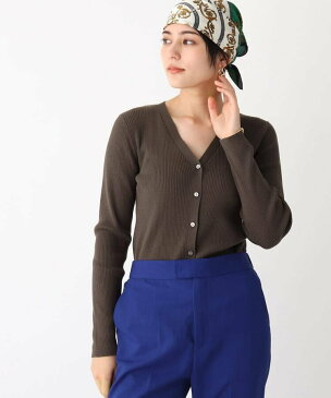 【SALE/60%OFF】OPAQUE.CLIP アセテートコットン リブVネックカーディガン【マルチファンクション/WEB限定カラー・サイズ】 オペークドットクリップ ニット カーディガン ブラック ブラウン ピンク ホワイト グリーン ベージュ ブルー