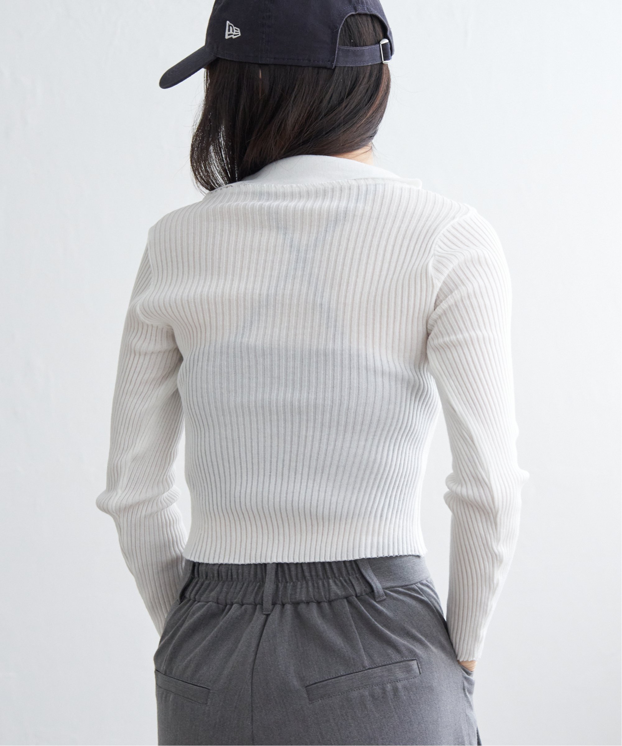 VENCE share style Ladys ダブルジップショートリブニット ヴァンス エクスチェンジ トップス ニット ブラック ホワイト