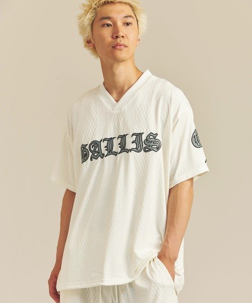 GA JACQUARD O.E V-SS TEE *セットアップ対応(MENS) ジャックローズ トップス カットソー・Tシャツ ホワイト ブラック