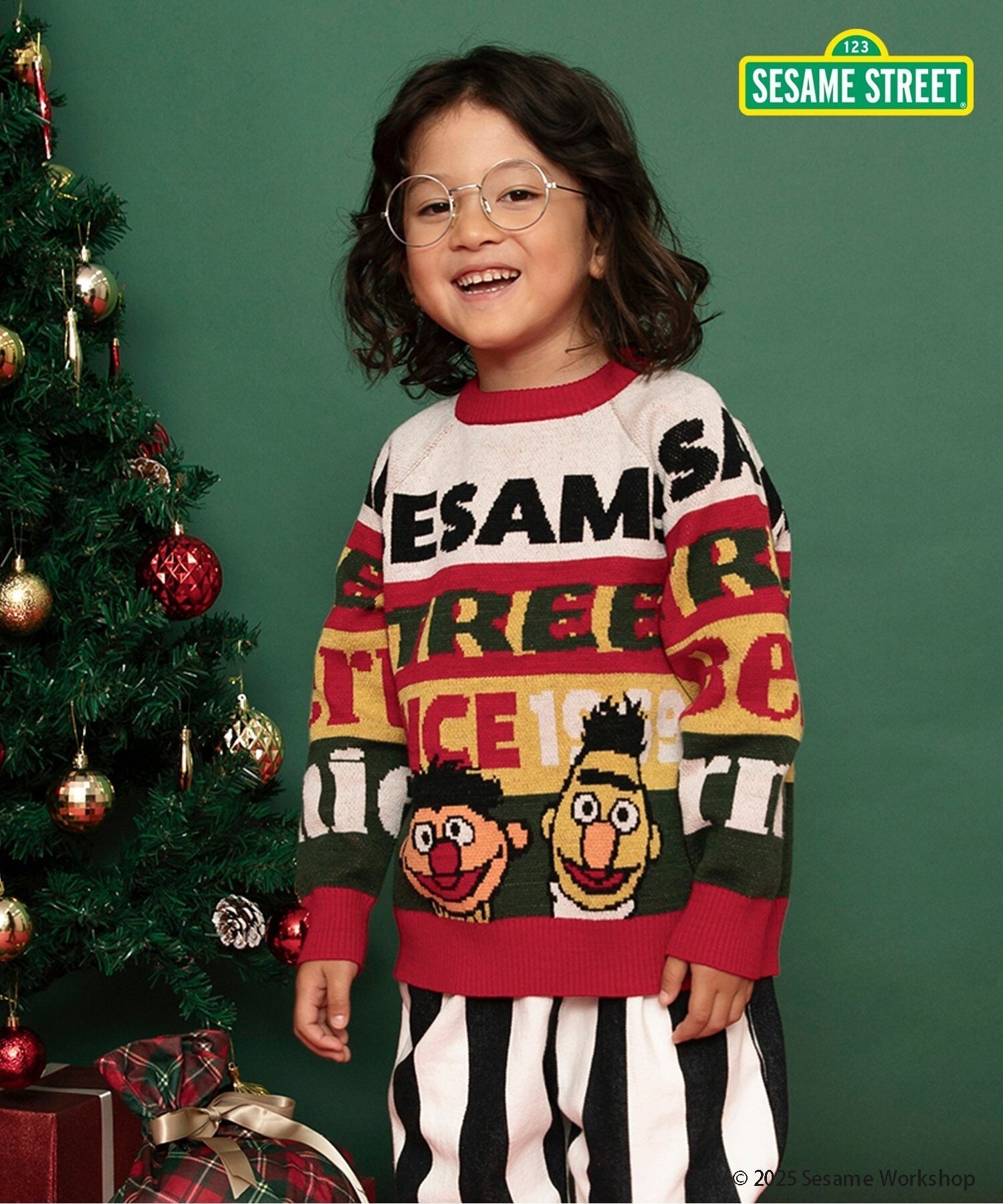 BREEZE セサミストリート 2色2柄ジャガードセーター エフオーオンラインストア トップス ニット ブルー レッド【送料無料】のサムネイル