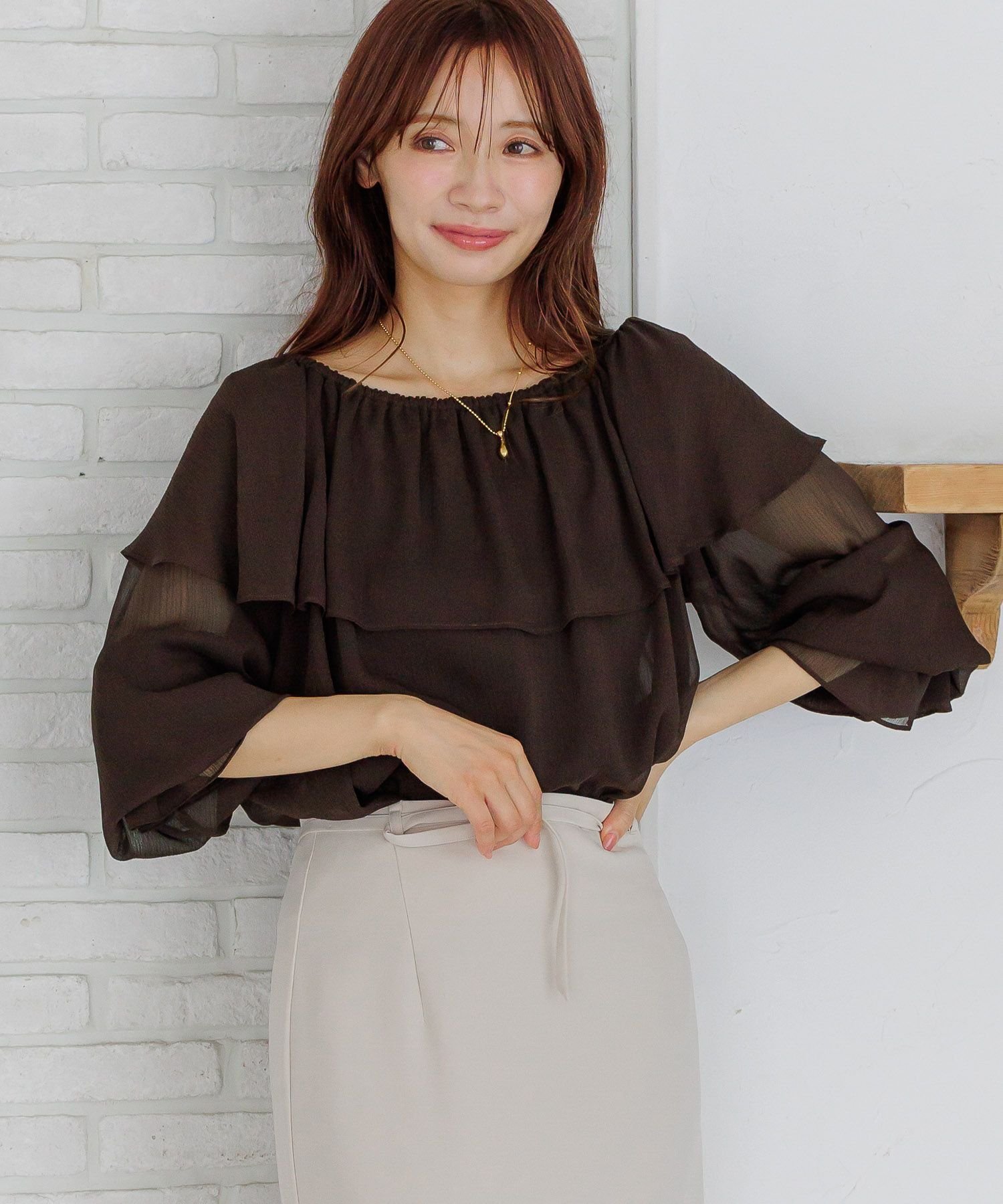 【SALE／40%OFF】mysty woman 2WAY楊柳シアーブラウス ミスティウーマン トップス シャツ・ブラウス ホ..