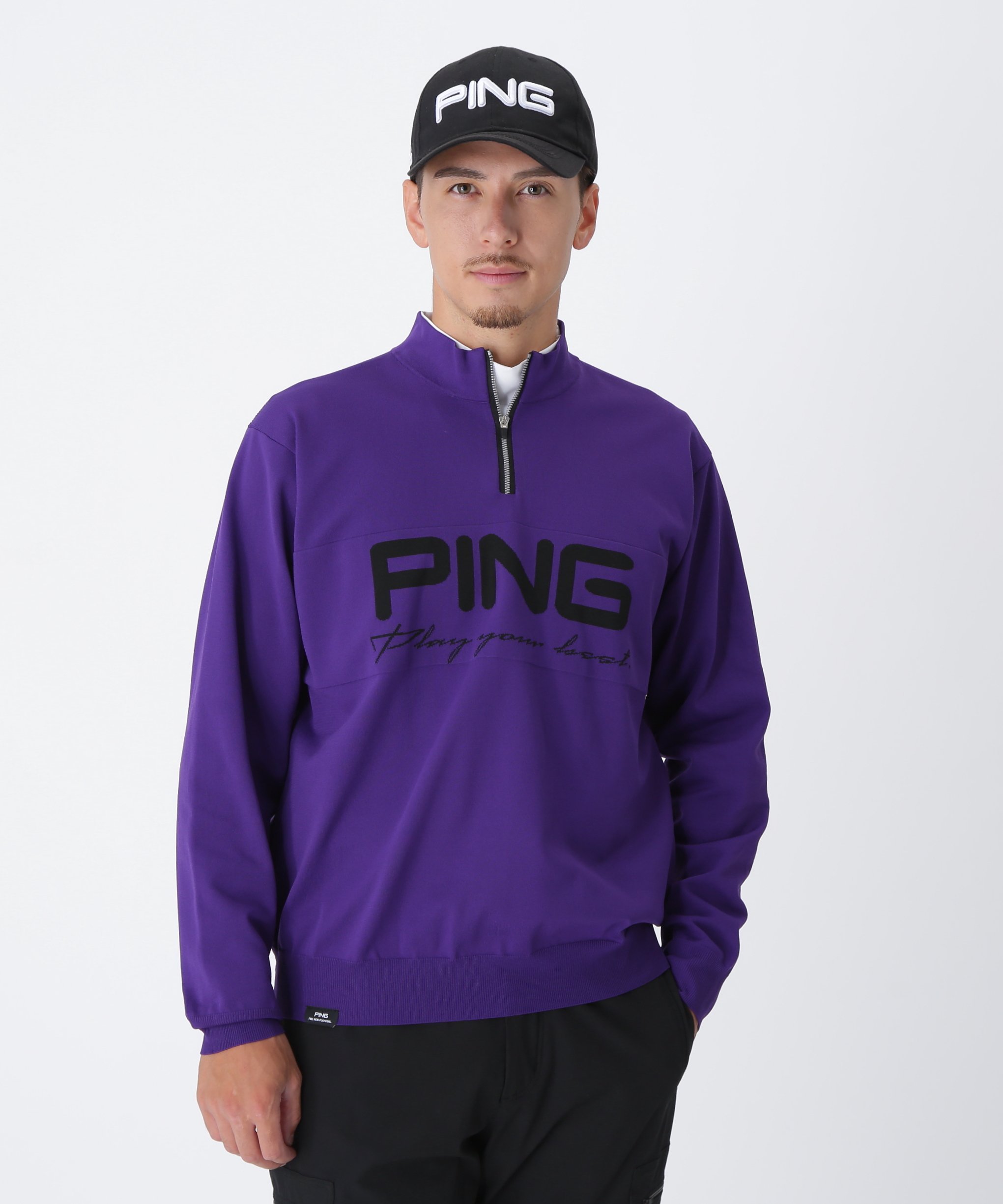 PING APPAREL ハーフジップハイネックジャガードニット ＜PERFORMANCE＞ (MENS) ピン アパレル トップ..