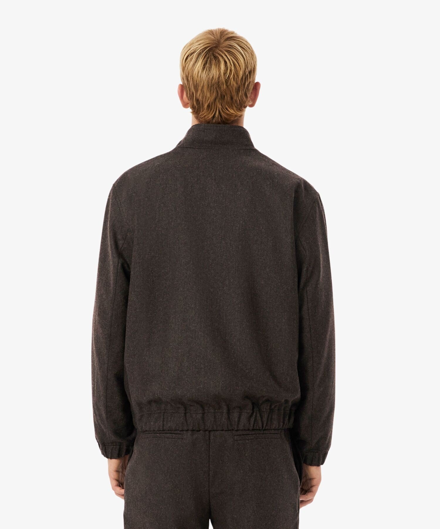 【SALE／30%OFF】LACOSTE ウールヘリンボーン ツイード スタンドカラー ハリントンジャケット ラコステ ジャケット・アウター ブルゾン・ジャンパー ブラック【送料無料】