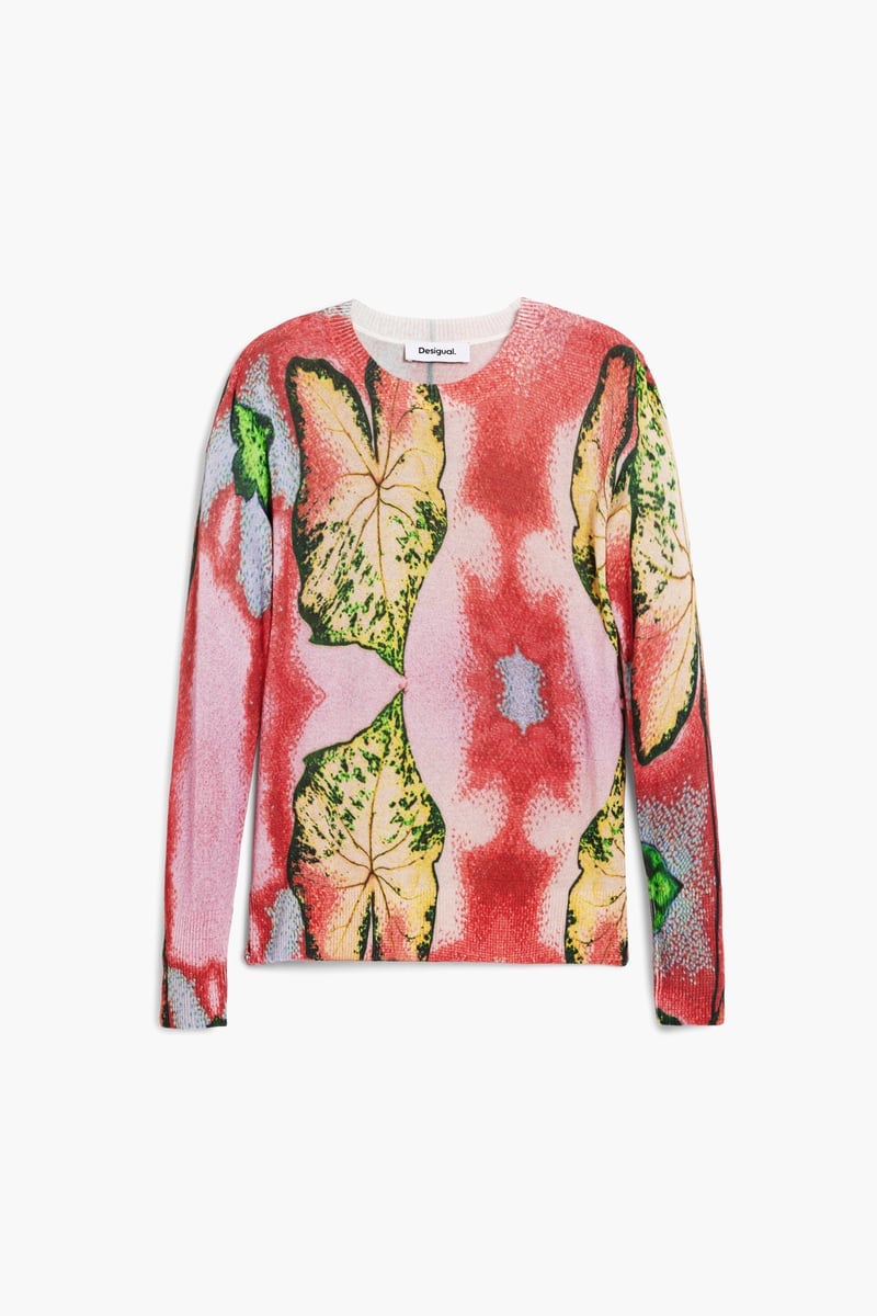 Desigual 薄手の葉柄セーター デシグアル トップス ニット【送料無料】