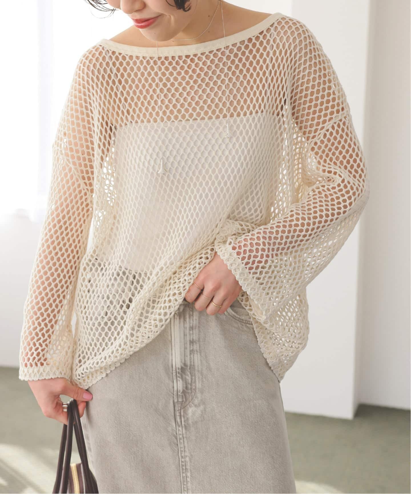Spick & Span ACASAM / アカサム メッシュプルオーバー スピックアンドスパン トップス カットソー・Tシャツ カーキグリーン ベージュ