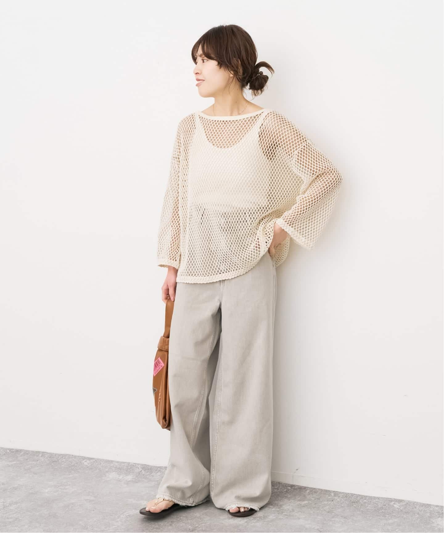 Spick & Span ACASAM / アカサム メッシュプルオーバー スピックアンドスパン トップス カットソー・Tシャツ カーキグリーン ベージュ