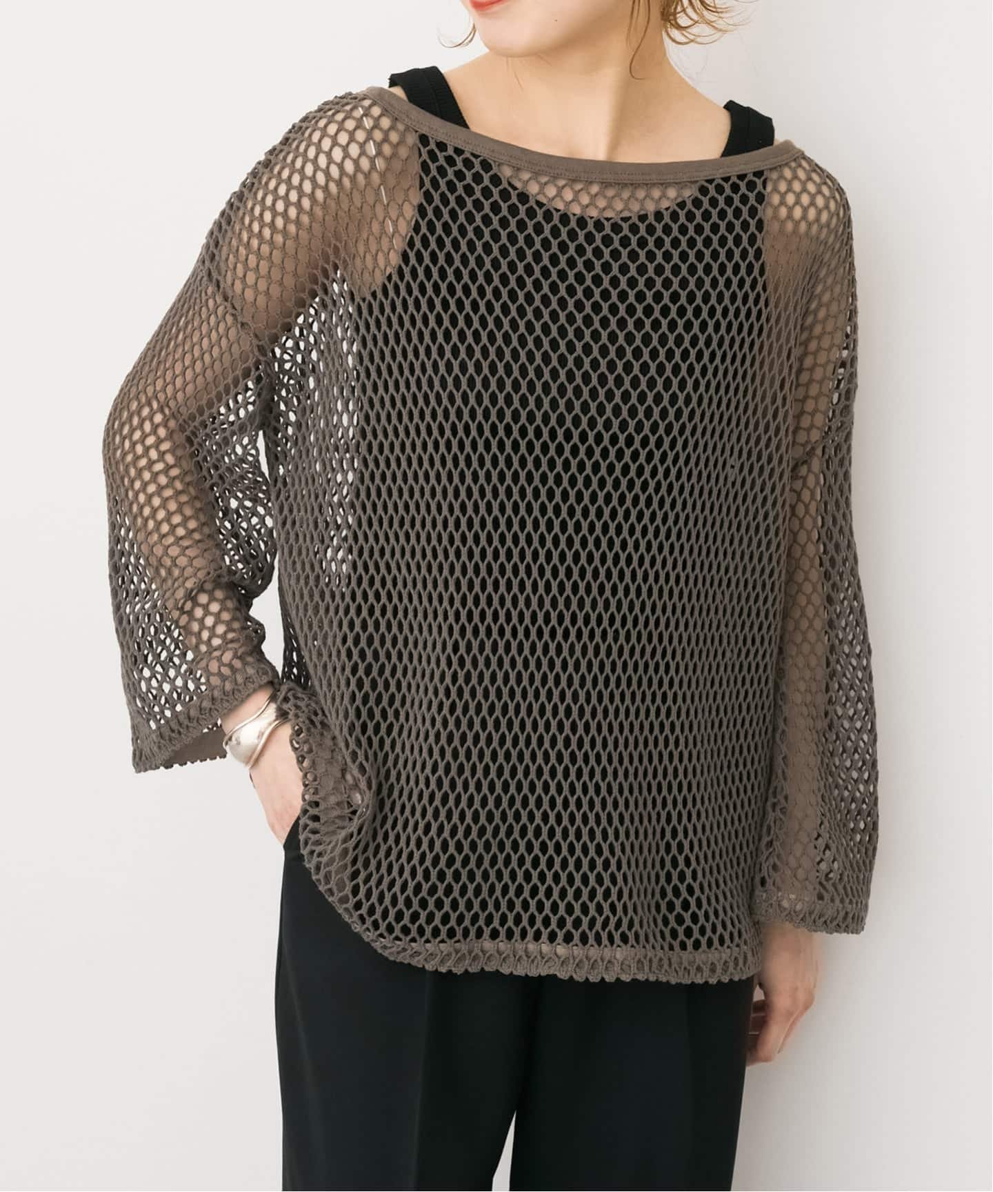 Spick & Span ACASAM / アカサム メッシュプルオーバー スピックアンドスパン トップス カットソー・Tシャツ カーキグリーン ベージュ