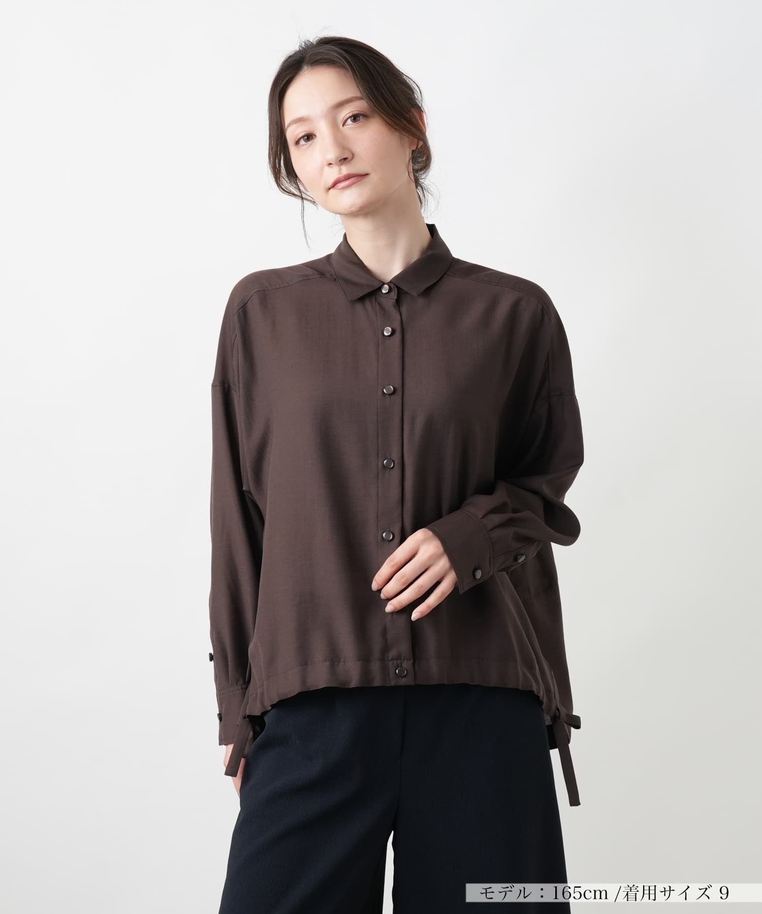 Leilian 【店舗人気】ドロストヘムブラウス レリアン トップス シャツ・ブラウス ピンク ネイビー