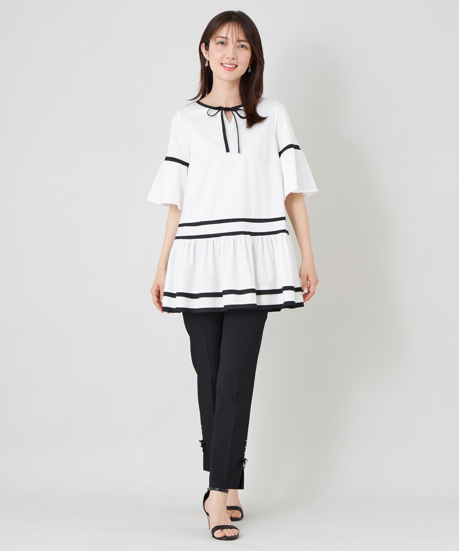 TO BE CHIC バイカラーカットソー チュニック トゥー ビー シック トップス カットソー・Tシャツ ホワイト ブラック