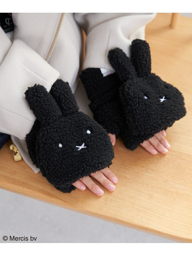 ROPE' PICNIC 【KIDS】【miffy*ROPE' PICNIC】2WAYボアミトン ロペピクニック ファッション雑貨 手袋 ブラック ホワイトのサムネイル