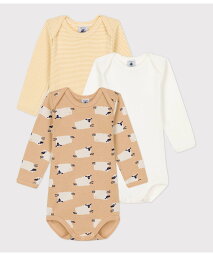 プチバトー ベビー服 女の子 【SALE／20%OFF】PETIT BATEAU 長袖ボディ3枚組 プチバトー マタニティウェア・ベビー用品 ロンパース・カバーオール【送料無料】