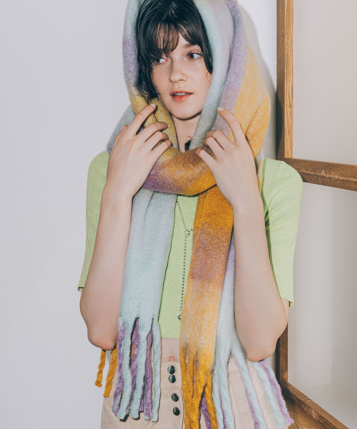 【SALE/20%OFF】SMELLY ボリュームチェックマフラー スメリー ファッション雑貨 マフラー・ストール・ネックウォーマー ブルー パープル